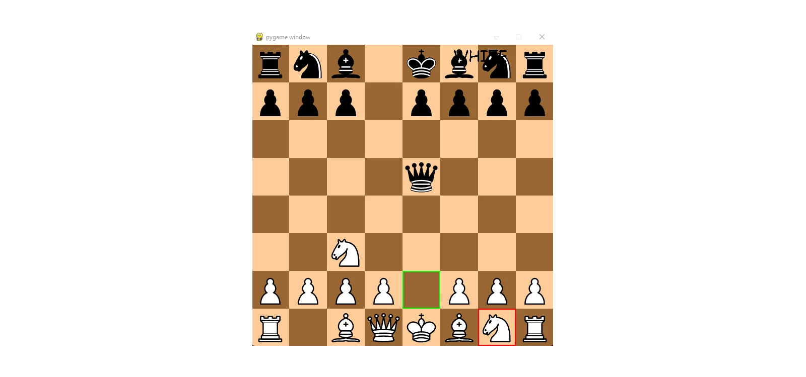The Pygame interface showing a game in progress