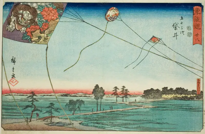 Hiroshige's kite-flying scene